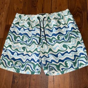 Like New Coast Clothing Swirl Palm Swim Shorts 6” Inseam Size Large